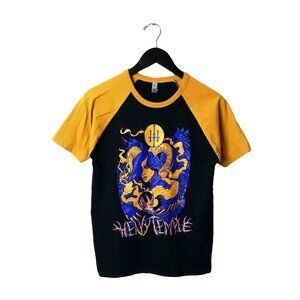 Heavy Temple Graphic Tee Womens Yellow Black X-Small XS T Shirt